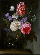 Jan Philip van Thielen Roses and a Tulip in a Glass Vase. painting